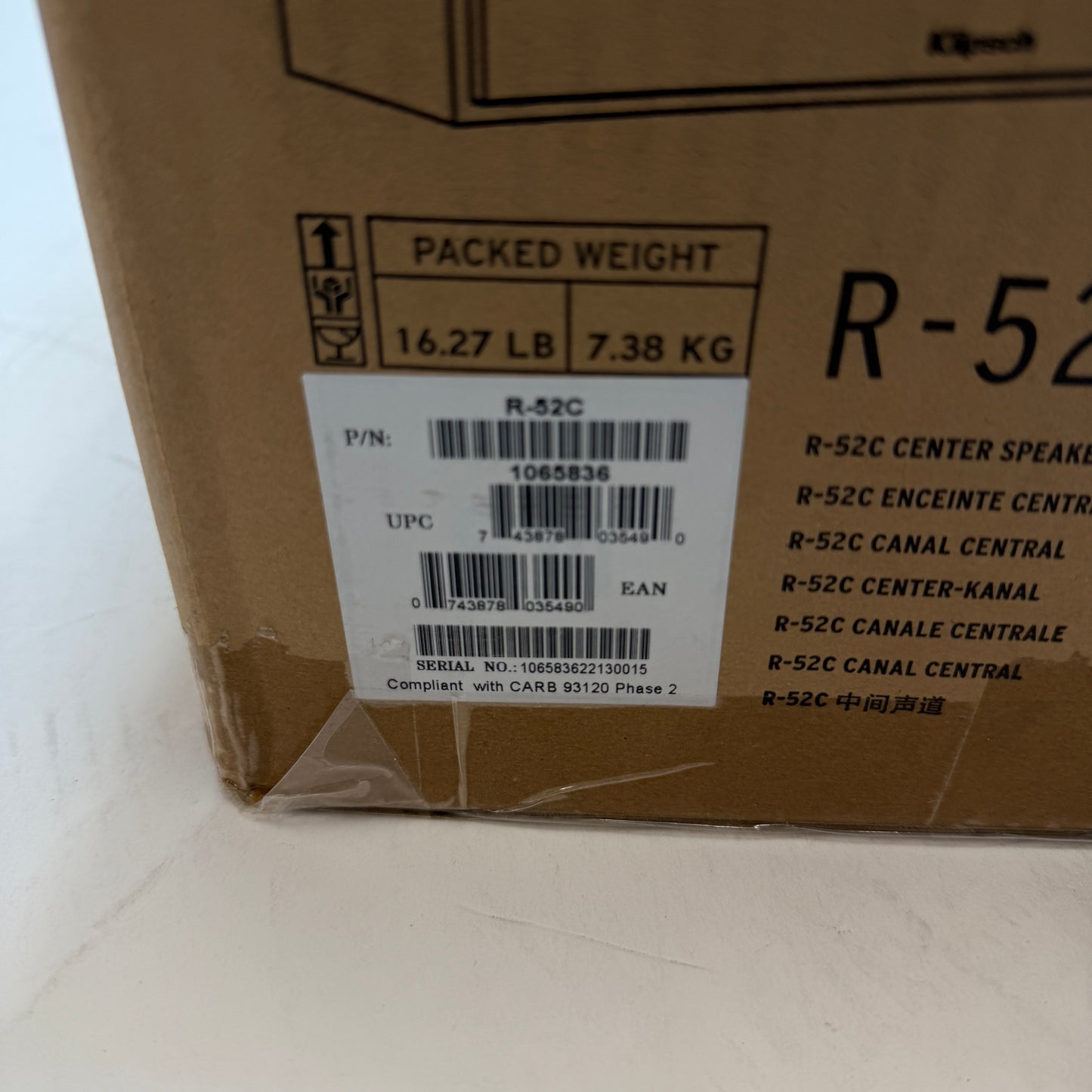 Klipsch Reference R-52C Two-Way Center Channel Speaker Black New In Box