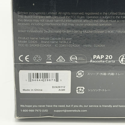 Nebula Capsule 3 Laser Projector New In Box