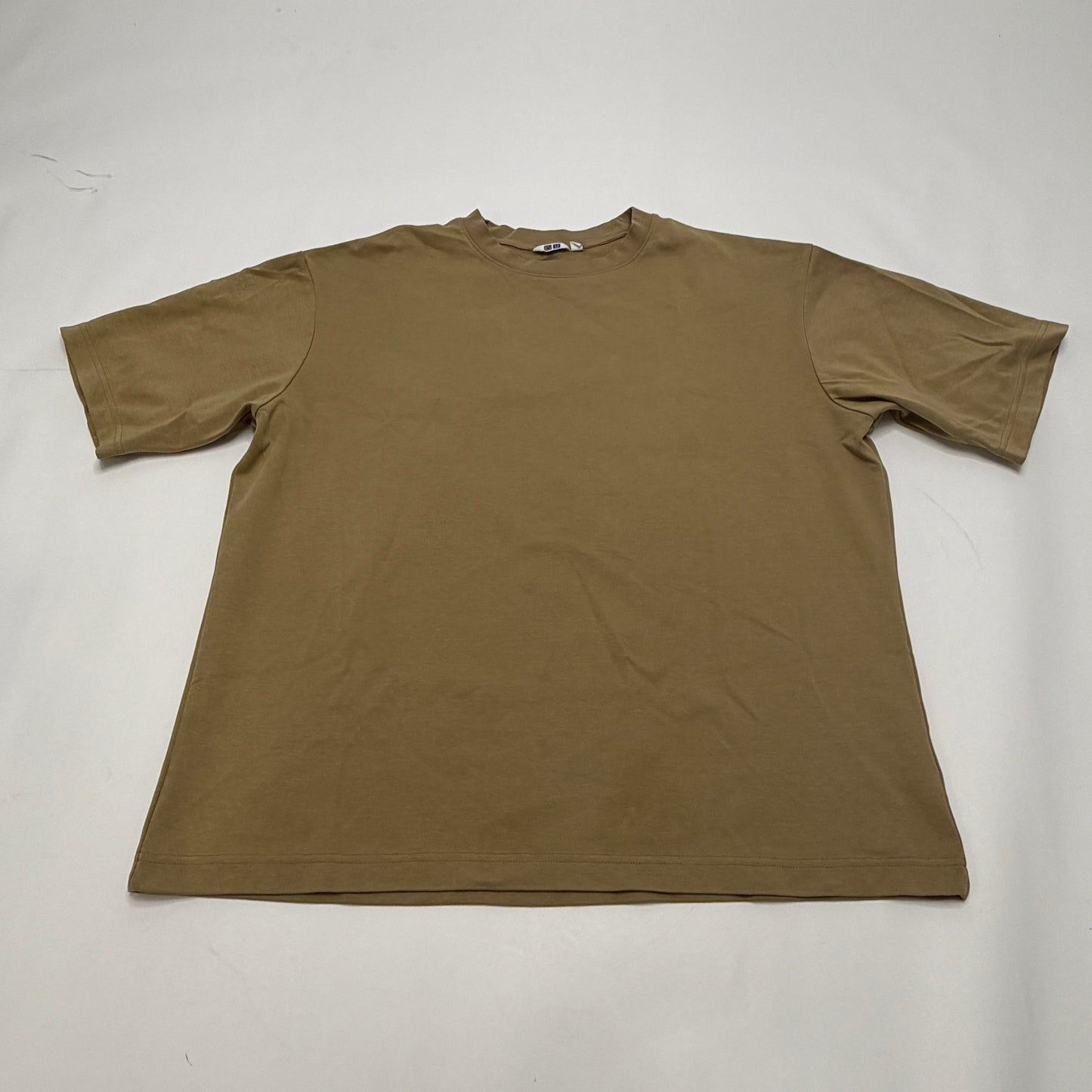 Uniqlo Airism Men's T Shirt XL Brown Cropped Boxy Fit Lightweight Casual