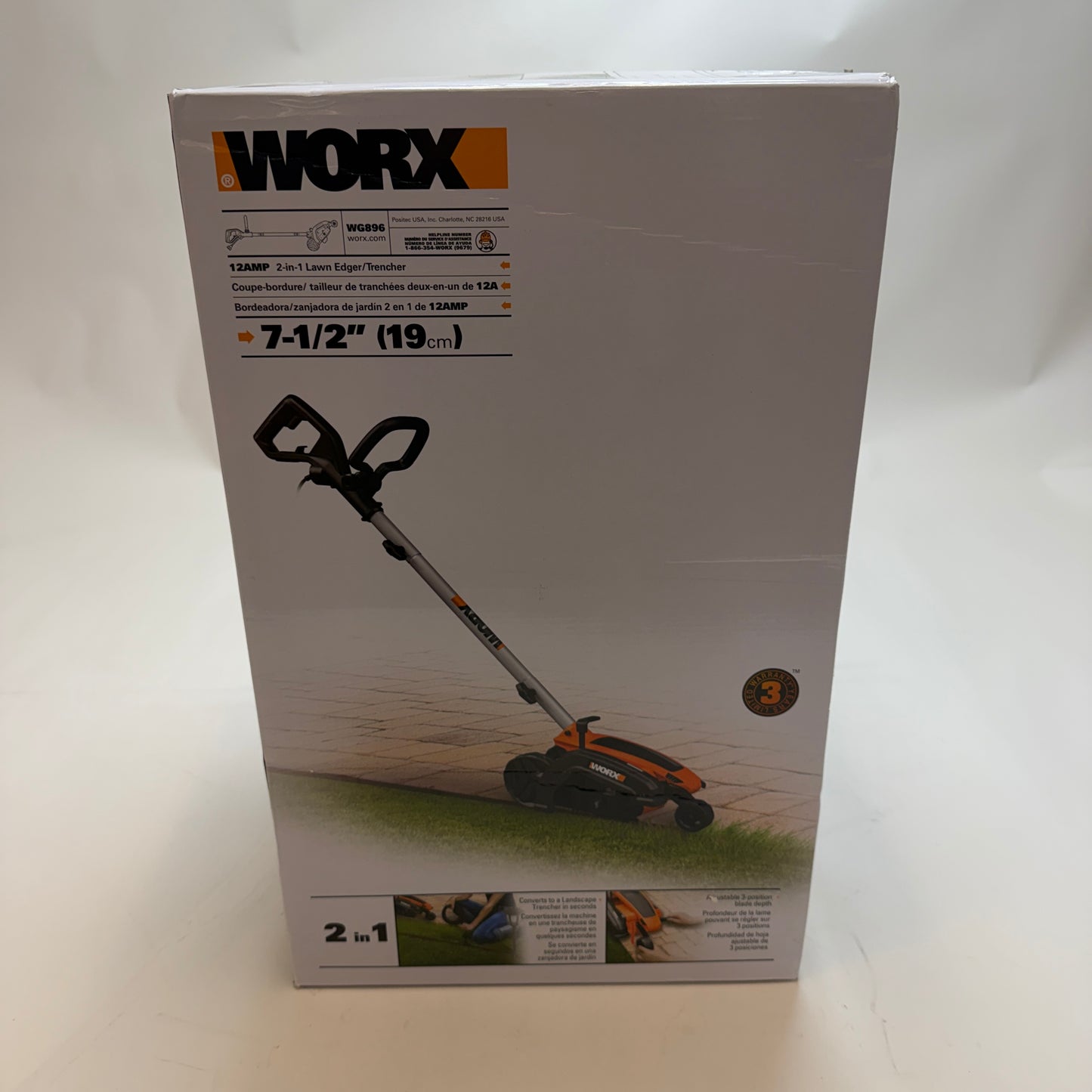 Worx WG896 12 Amp 7.5 Inch Electric Edger Black New In Box