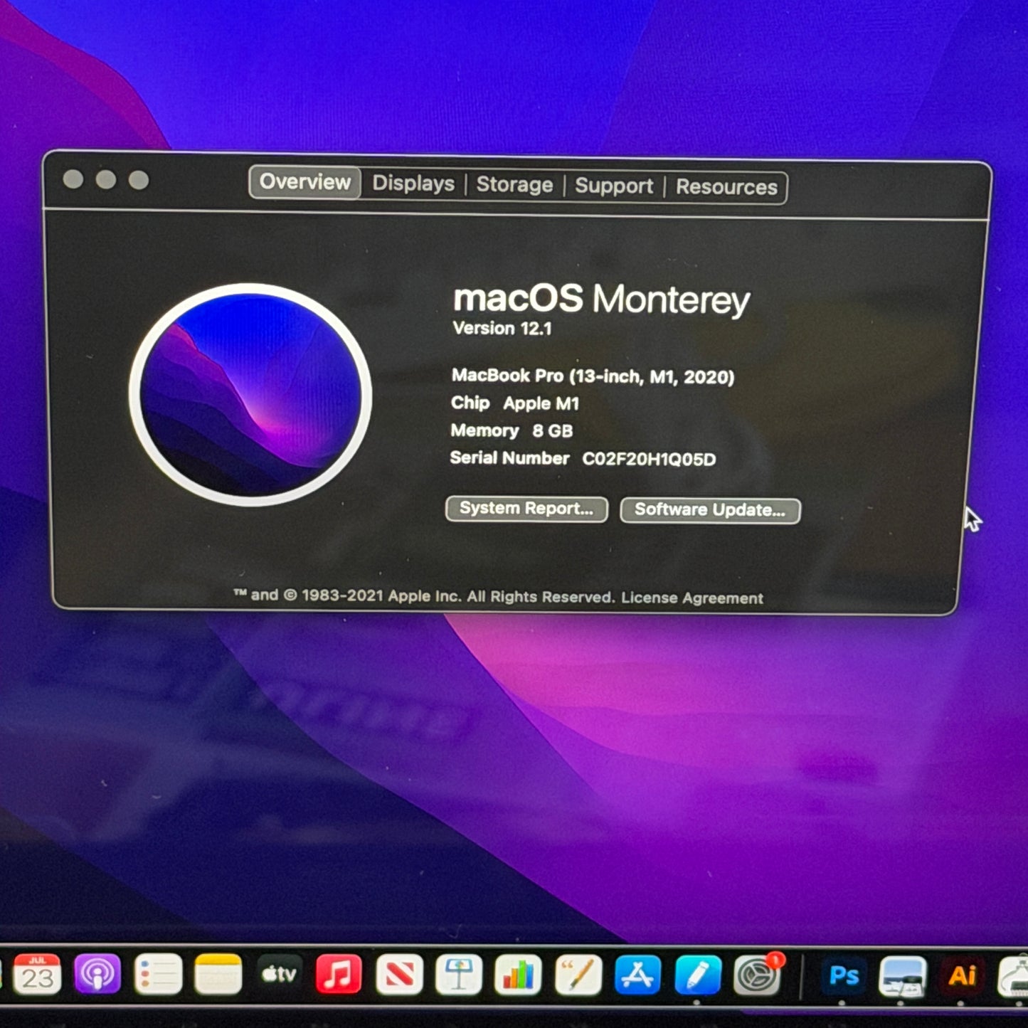Apple MacBook Pro 13" A2338 2020 M1 8GB 256GB Space Grey