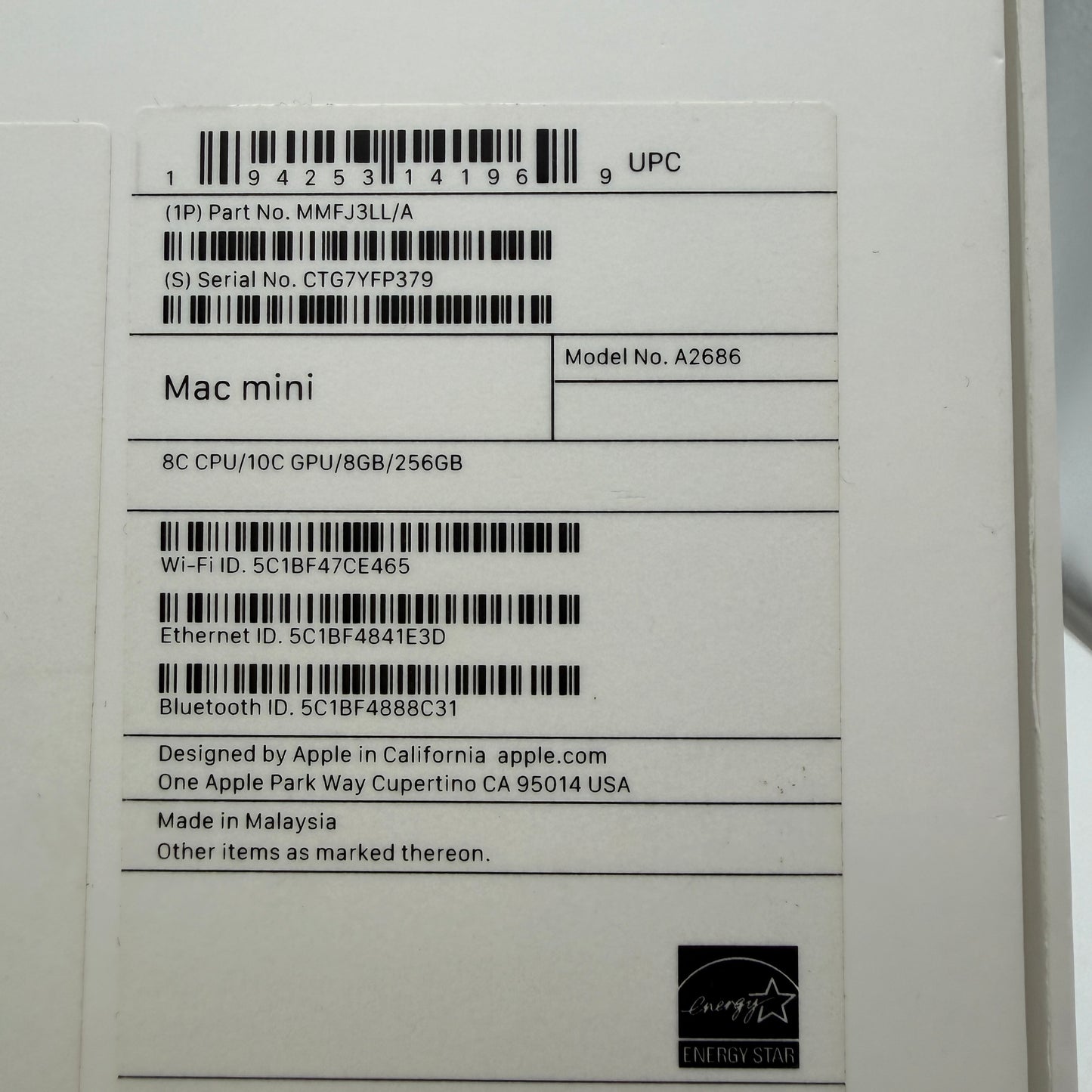 Apple Mac Mini M2 A2686 2023 Desktop Computer Silver