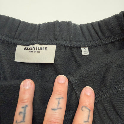 Fear of God Essentials Men's Black Fleece Logo Drawstring Sweat Shorts - Size L