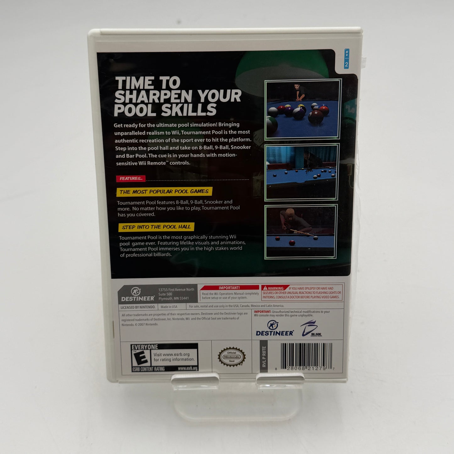 Wii Tournament Pool Video Game with Box