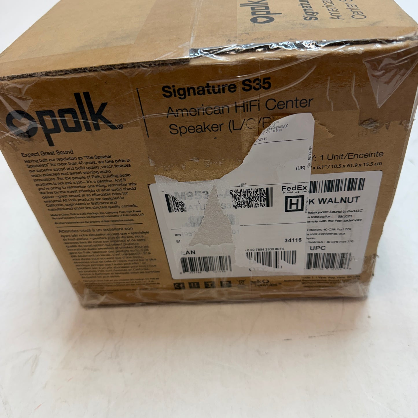 Polk Audio Signature S35 Center Speaker Black NIB