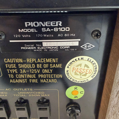 Vintage Pioneer SA-8100 Stereo Integrated Amplifier READ