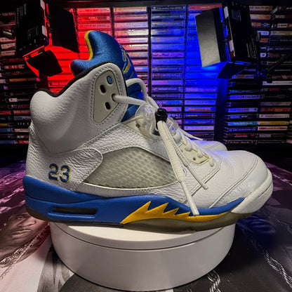 2013 Air Jordan Retro 5 Laney White Blue Maize 136027-189 Size 12 No Box