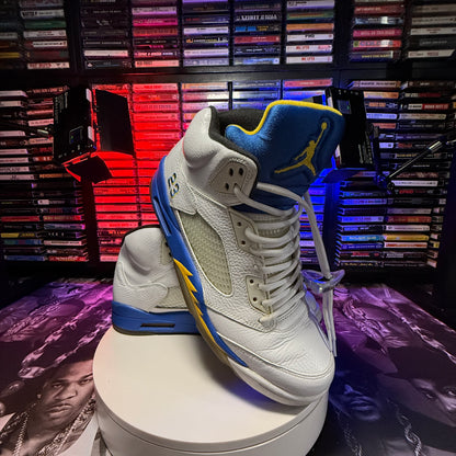 2013 Air Jordan Retro 5 Laney White Blue Maize 136027-189 Size 12 No Box