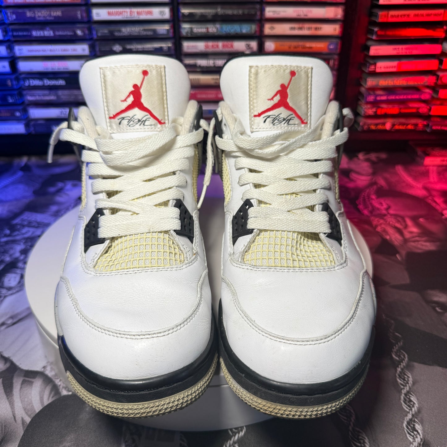 2015 Nike Air Jordan 4 Retro OG White Cement 840606-192 Size 12 with Replacement Box