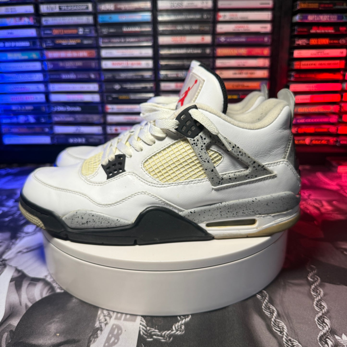 2015 Nike Air Jordan 4 Retro OG White Cement 840606-192 Size 12 with Replacement Box