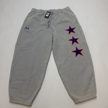 Under Armour Icon Men's Joggers XL Gray Star Patch Chenille Fleece Oversized