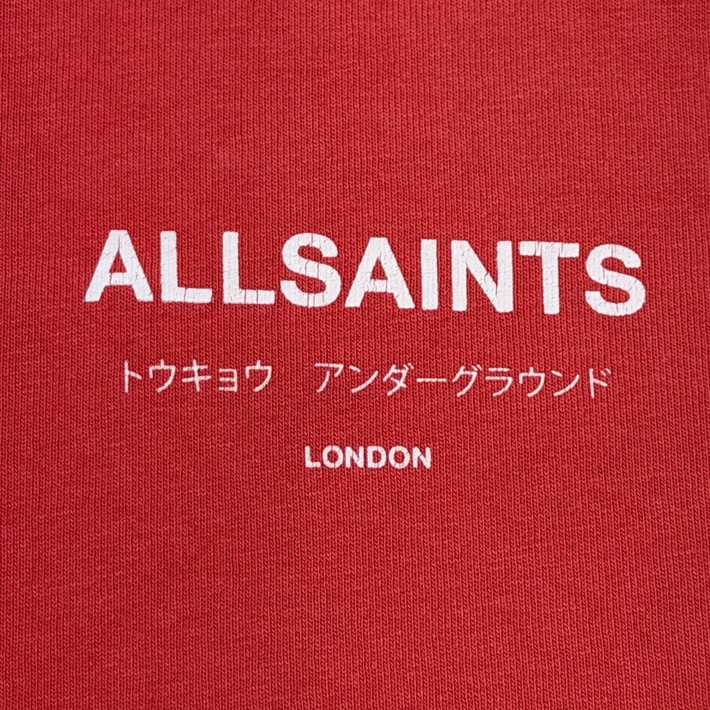 AllSaints Underground Tee Men's XL Oversized Cotton T-Shirt Coral