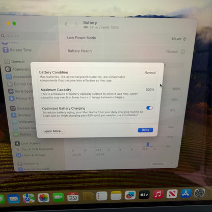Apple MacBook Air 13-inch M2 A2681 2023 8GB 256GB 100% Batt Black