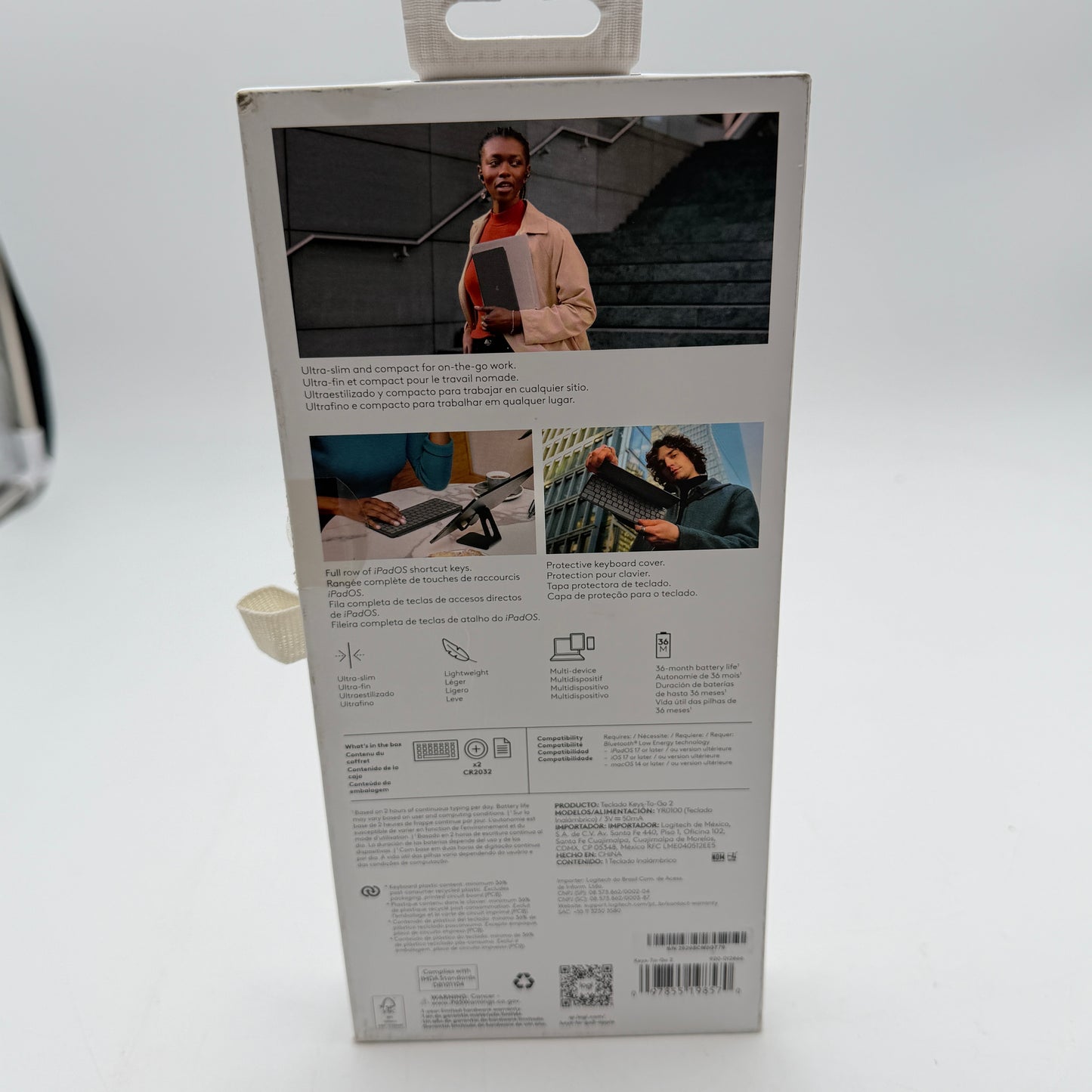 Logitech Keys-To-Go 2 Black Tablet Accessory Used With Box