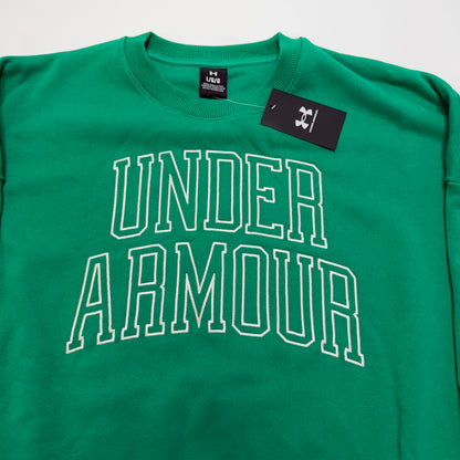 Under Armour Icon Men's Crewneck Sweatshirt - Size L, Green Oversized Terry Spell Out