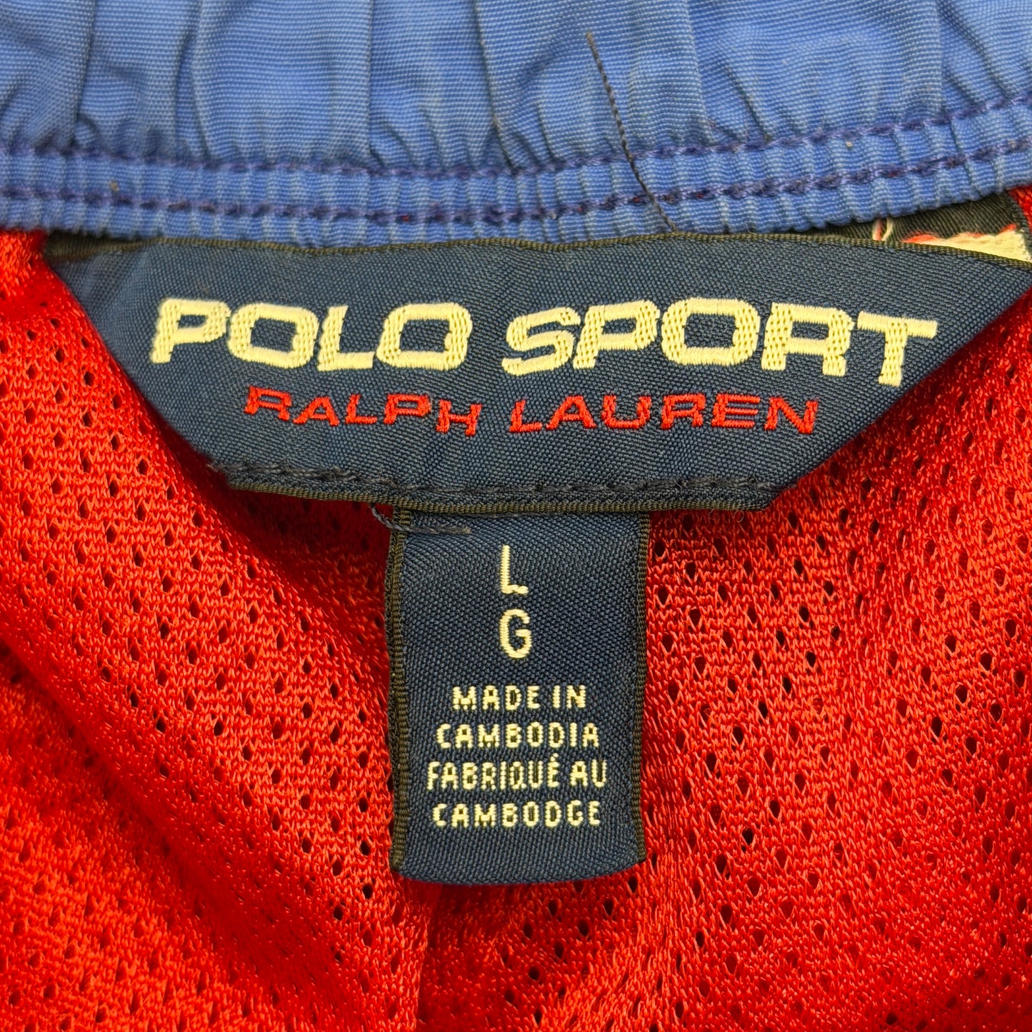 Ralph Lauren Vintage Polo Sport Red Nylon Belted Water Resistant Hiking Cargo Shorts Large