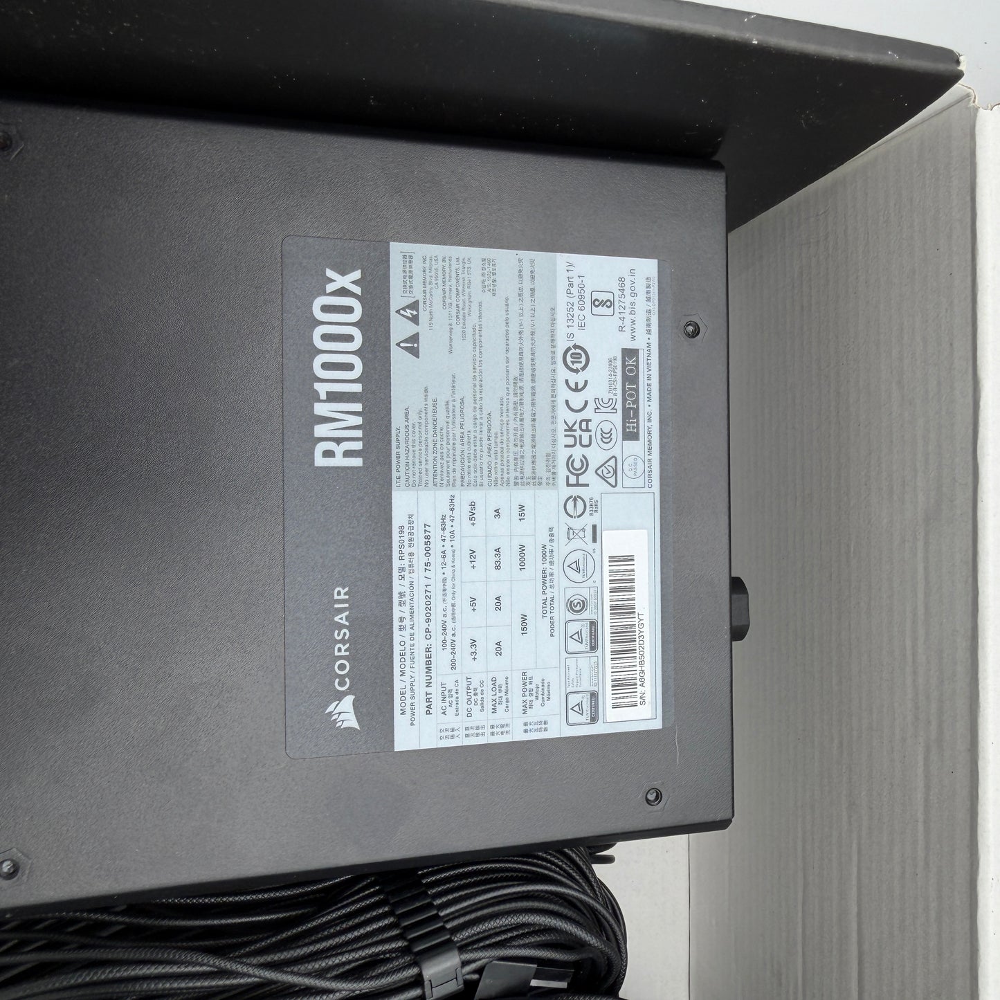 CORSAIR RM1000x 1000W 80+ Gold Certified Fully Modular ATX Power Supply