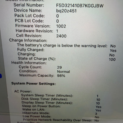 Apple MacBook Pro 13" A2338 2022 M2 8GB 512GB Space Gray 29 Cycle Count