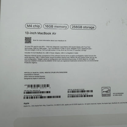 Apple MacBook Air 13-inch M4 2025 16GB 256GB Midnight