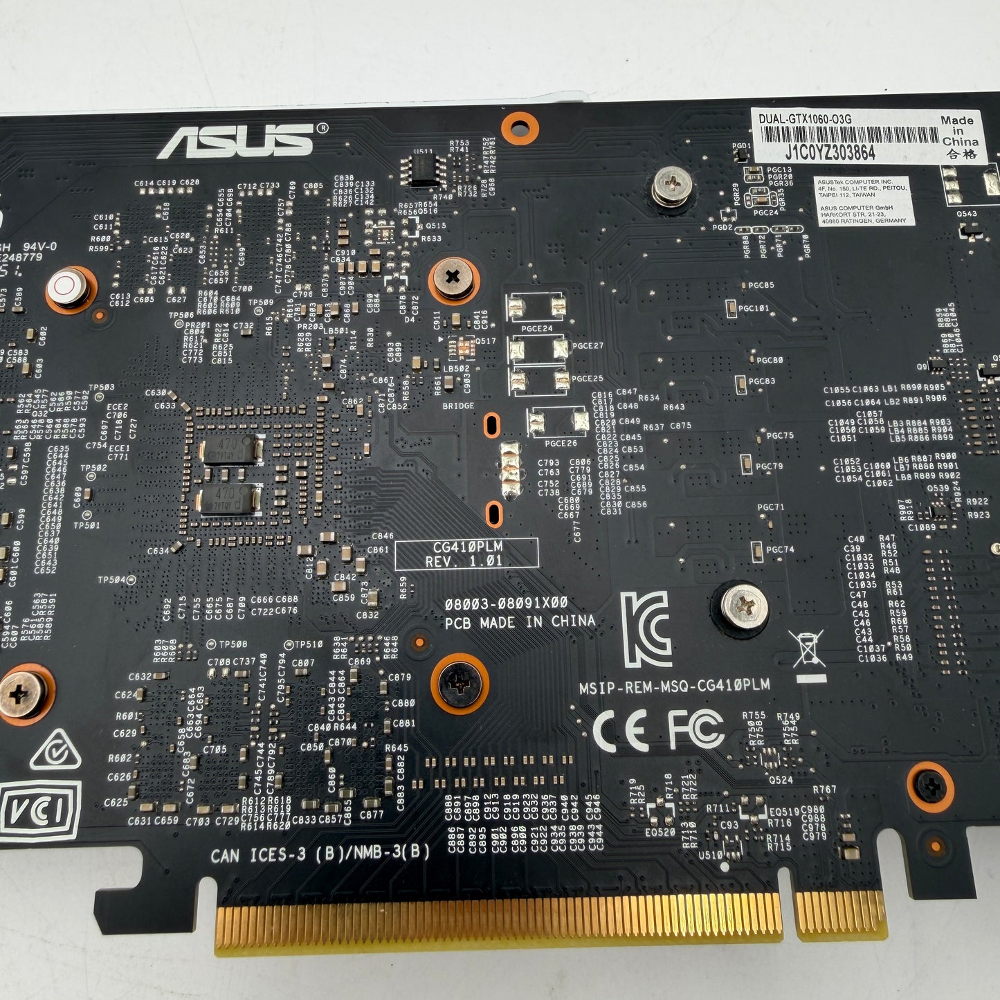 Used Asus GeForce GTX 1060 3GB GDDR5 Graphics Card DUAL-GTX1060-03G White