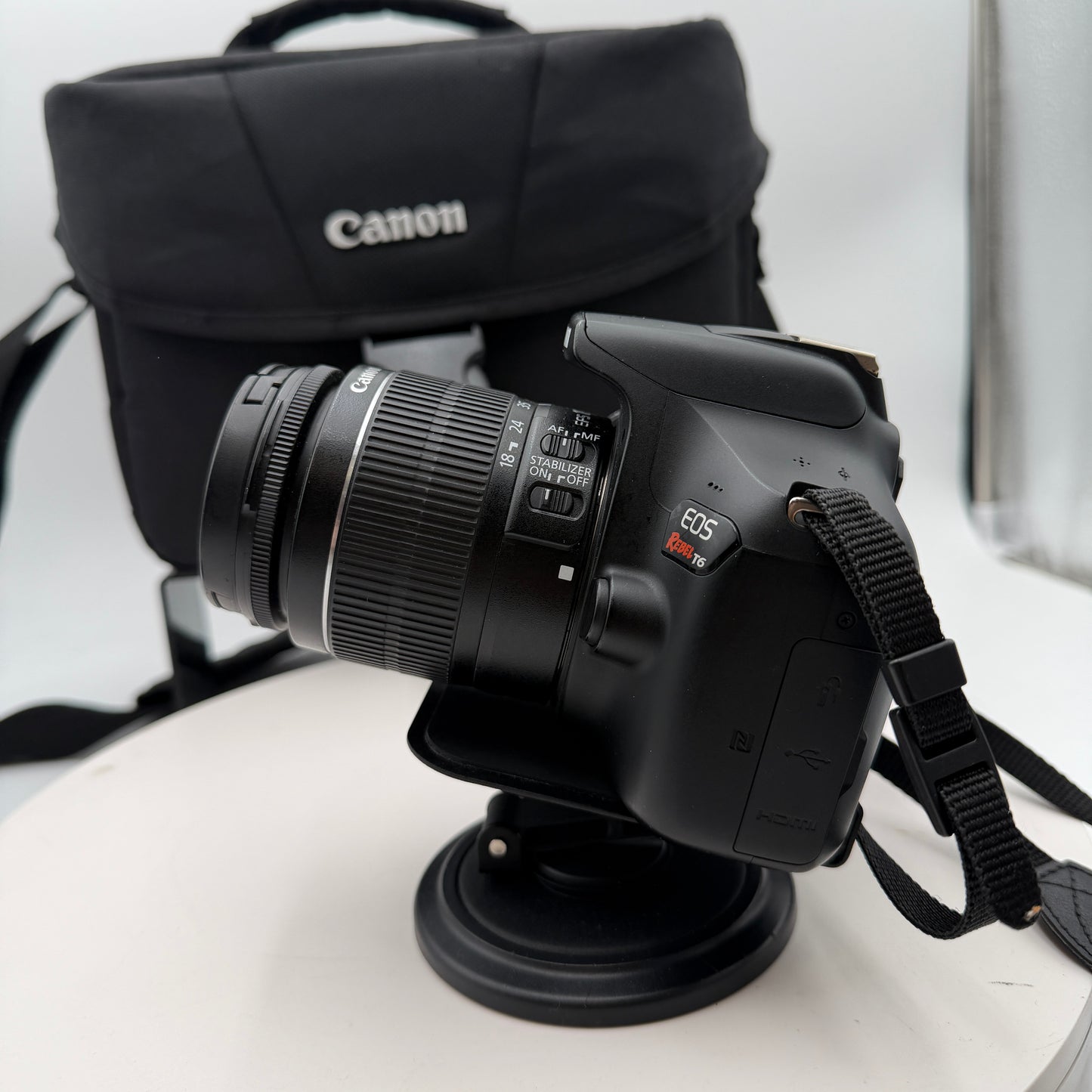 Canon EOS Rebel T6 Digital Camera Black w/ Case, Charger & 18-55mm Lens