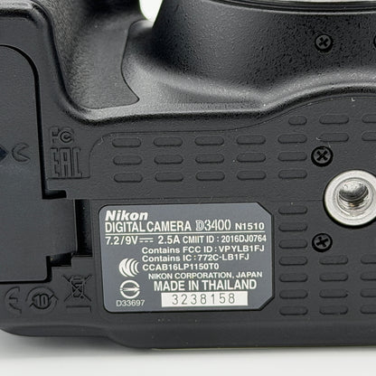 Nikon D3400 Digital Camera With Charger And Lens