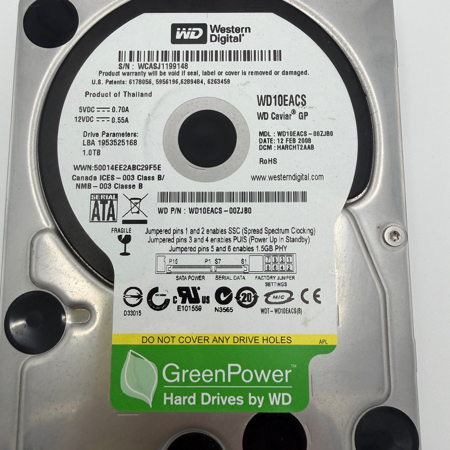 WD Caviar SE16 WD10EACS 1TB 3.5" SATA Hard Drive 5400RPM 16MB GP - Silver
