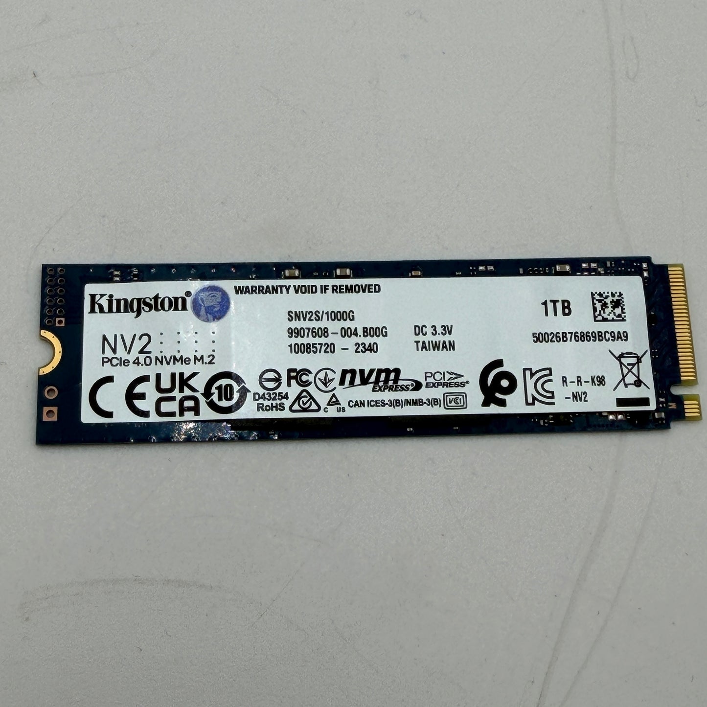 Kingston NV2 1TB M.2 NVMe Gen 4.0 x4 SSD SNV2S/1000G - Blue