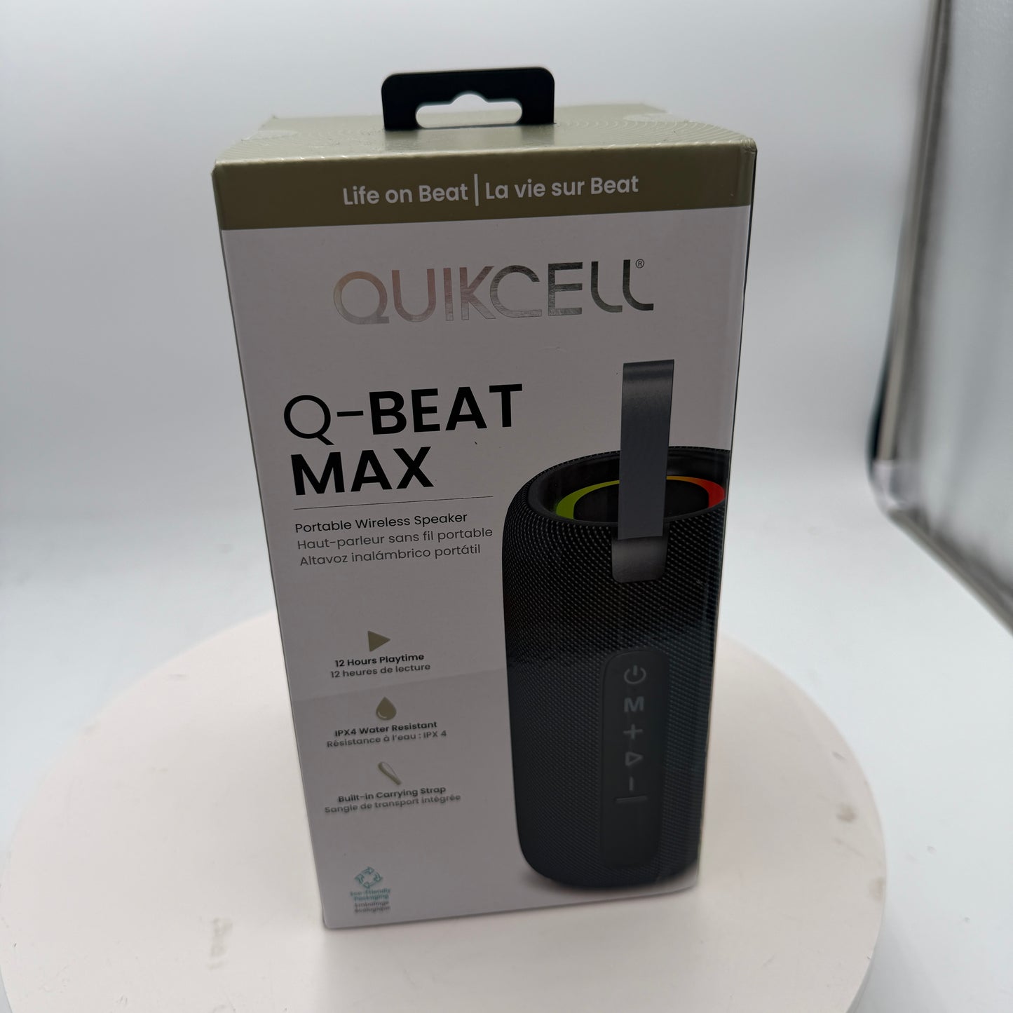 Quickcell Q-BEAT MAX Portable Wireless Bluetooth Speaker, Black, 12-Hour Playtime, IPX4