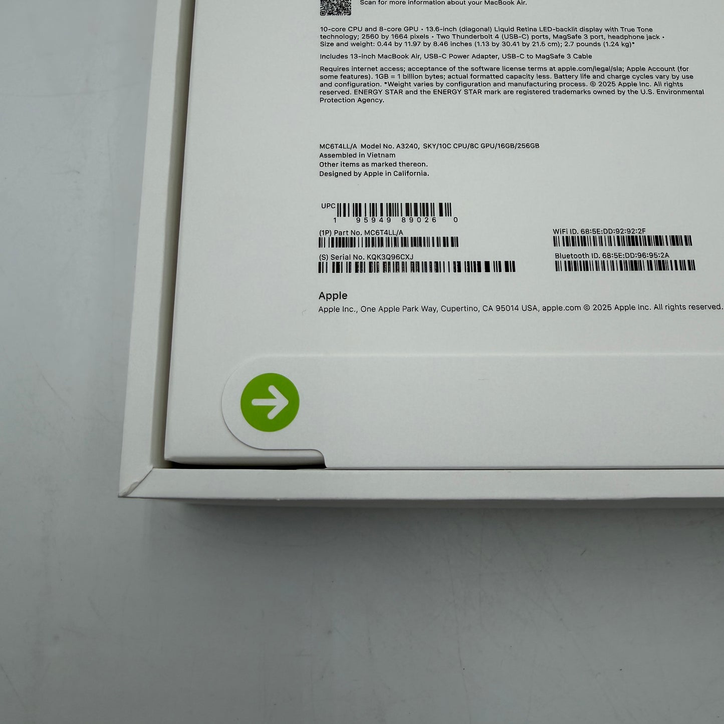 Apple MacBook Air 13" M4 A3240 2025 256GB 16GB Sky Blue New In Box