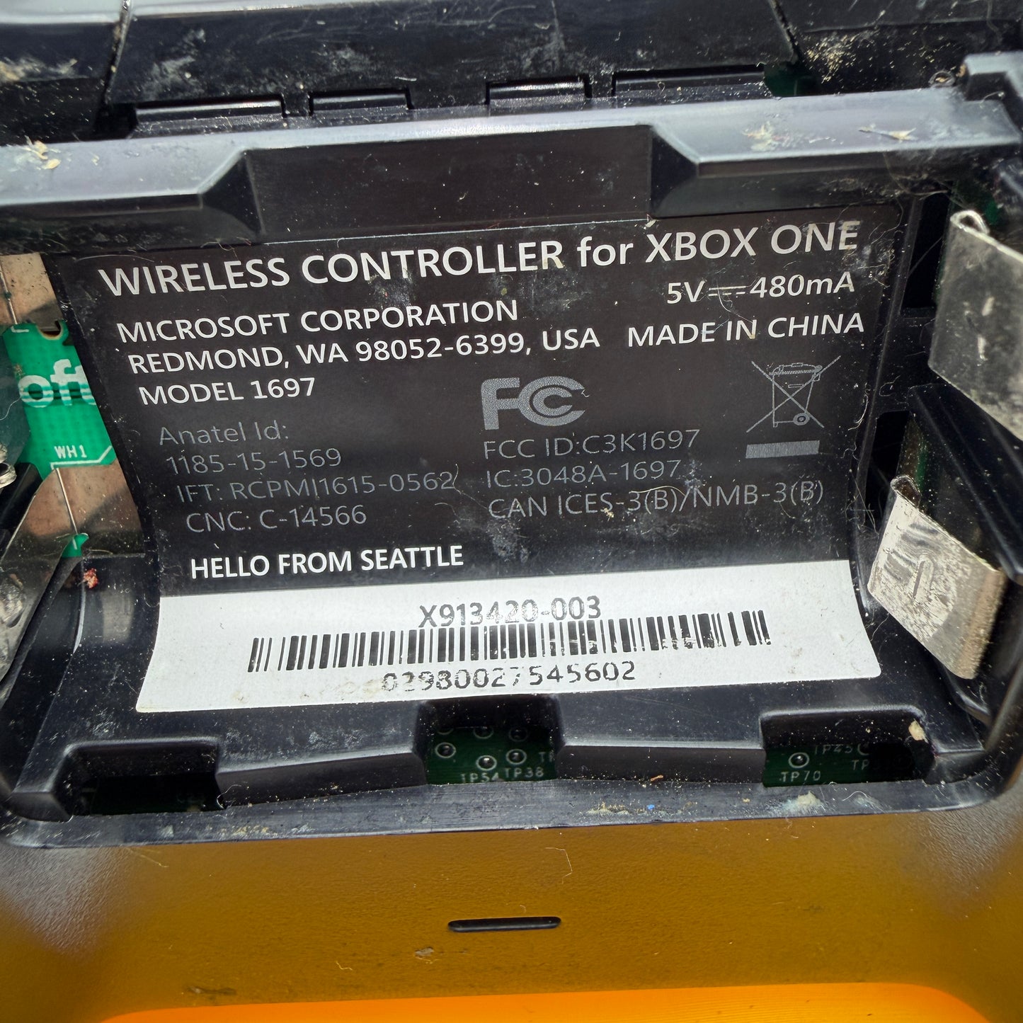 Microsoft Xbox One Wireless Controller Model 1697 Black Used