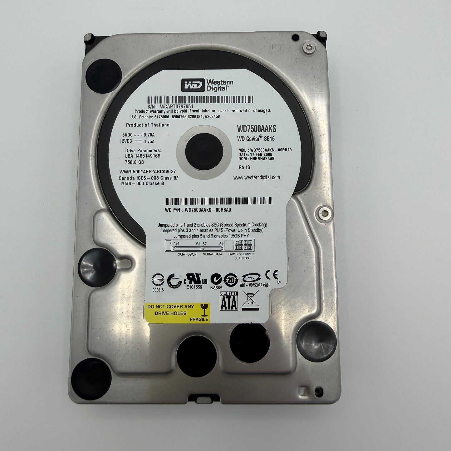 WD Western Digital 750GB 7.2K SATA 3.5" HDD WD7500AAKS