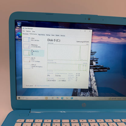 Used HP Stream 14-cb010nr Laptop 32GB Intel Celeron 4GB RAM Blue 2016