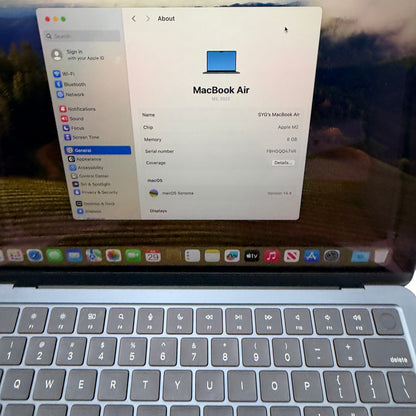 Apple MacBook Air 13-inch M2 A2681 2023 8GB 256GB 100% Batt Black