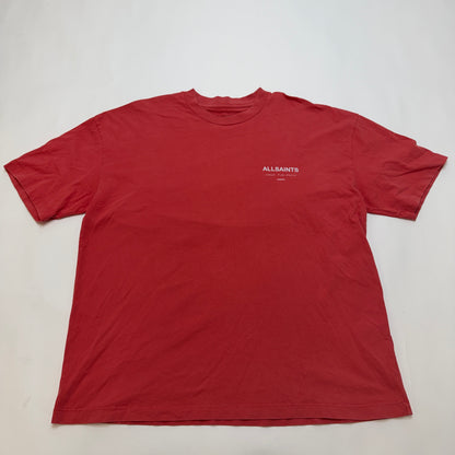 AllSaints Underground Tee Men's XL Oversized Cotton T-Shirt Coral