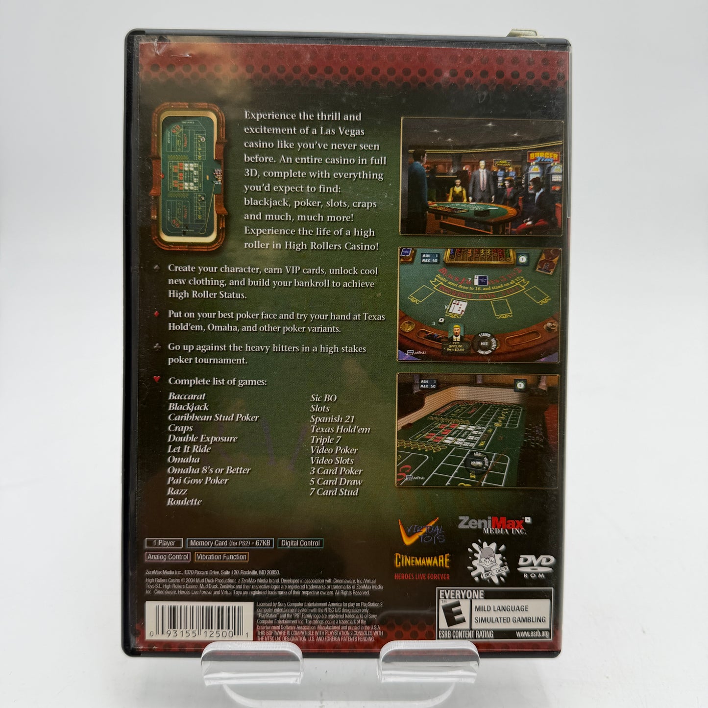 Playstation 2 High Rollers Casino Video Game with Box and Manual