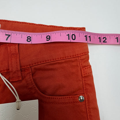 Gucci Kids Girls Jeans Size 5 Rust Orange Skinny Rhinestone Logo NWT Made Italy