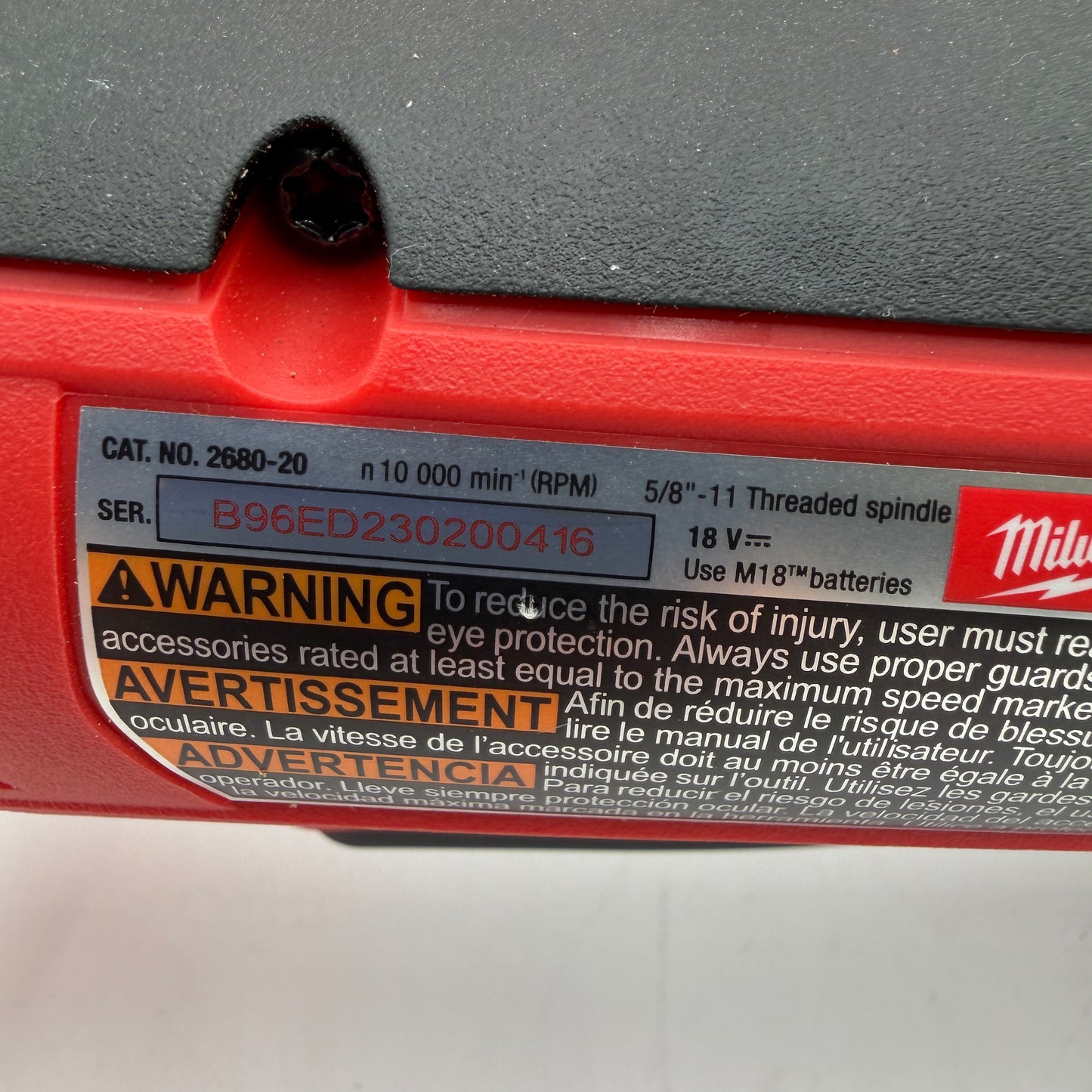 Milwaukee Tool 2686-20 M18 Brushless 4-1/2" / 5" Cut-Off Grinder Red Used