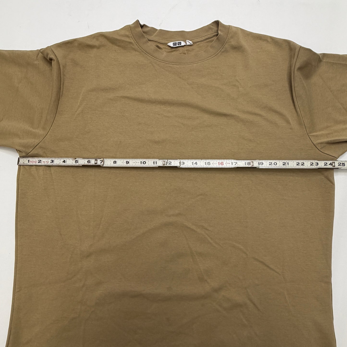 Uniqlo Airism Men's T Shirt XL Brown Cropped Boxy Fit Lightweight Casual