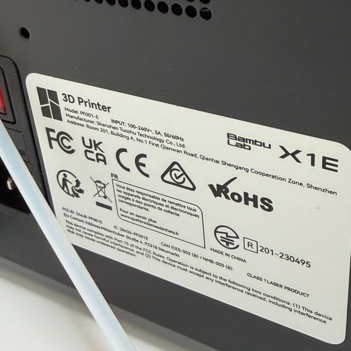 Bambu Lab X1E 3D Printer READ