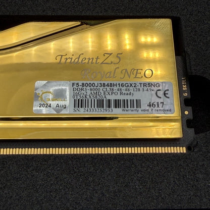 G.SKILL Trident Z5 Royal Neo Series 32GB (2 x 16GB) DDR5 8000 PC RAM - Gold, Used With Box