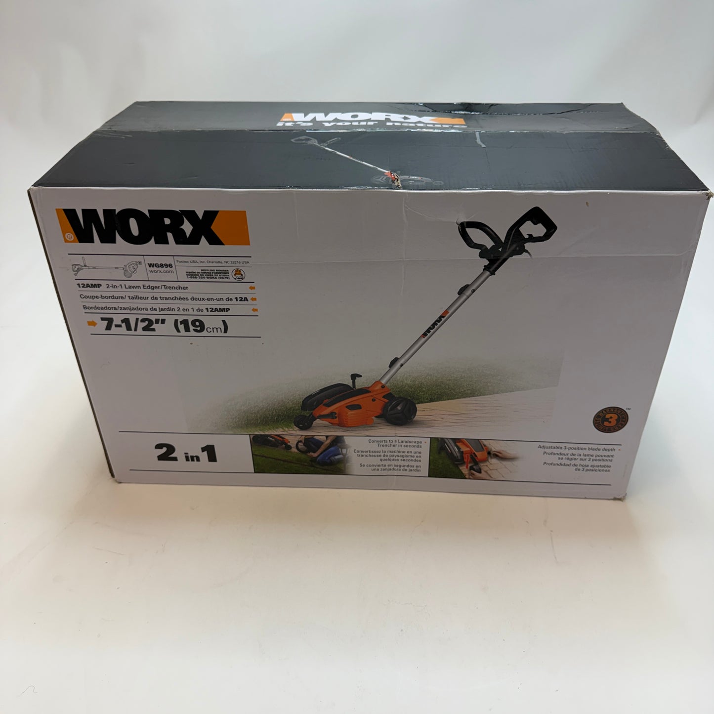 Worx WG896 12 Amp 7.5 Inch Electric Edger Black New In Box