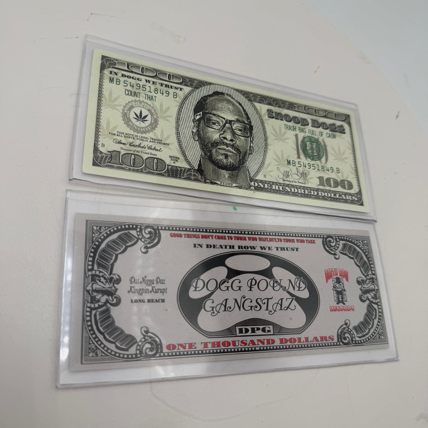 Lot of 2 RARE Promo Snoop Dogg & Death Row Records Collectible Bills