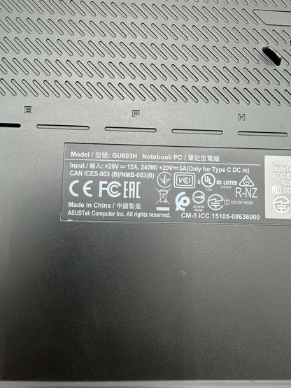 Asus ROG Zephyrus M16 GU603HM-211.ZM16 16" i5  Laptop For Parts or Repair