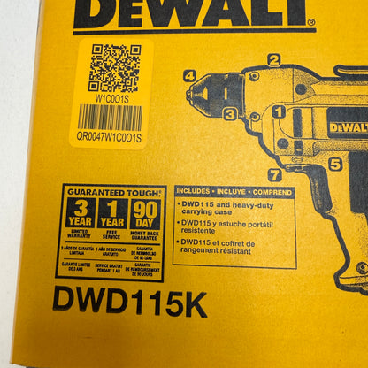 DeWalt DWD115K VSR Corded 120 V 8.0 A Mid-Handle Drill New In Box