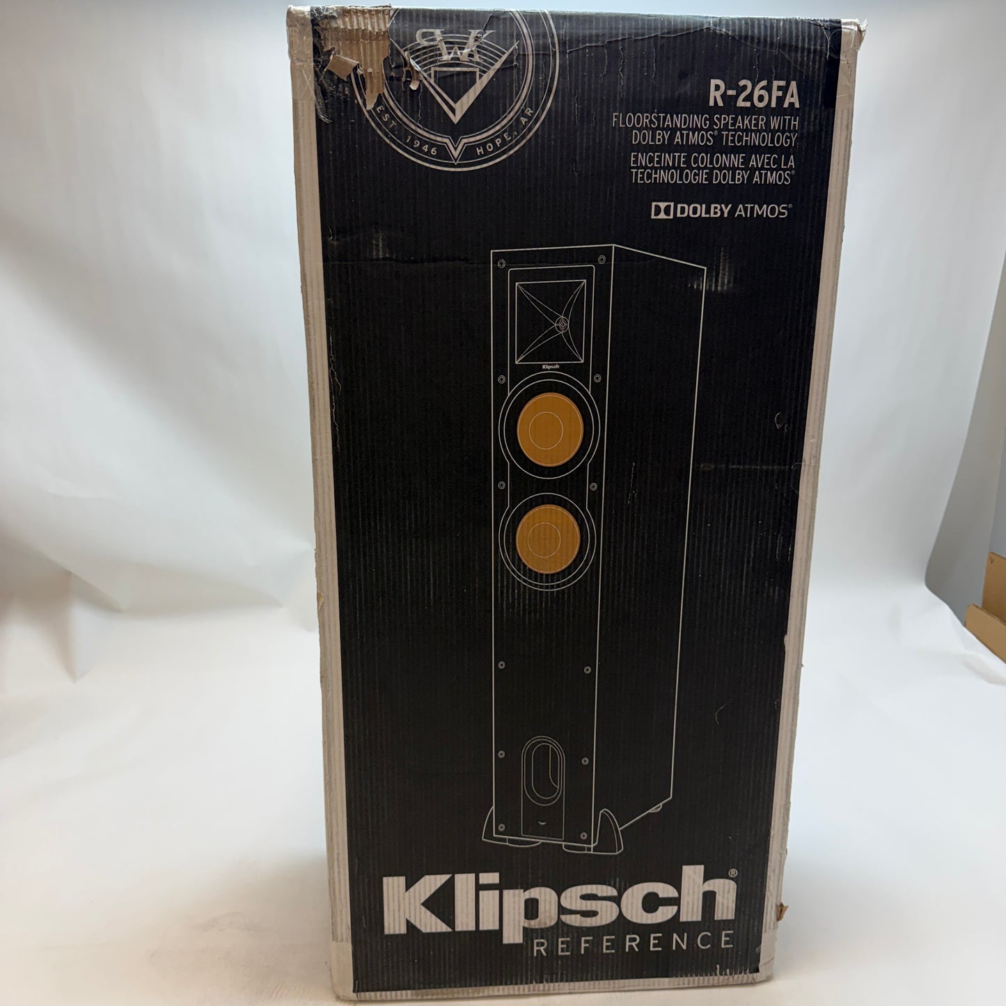 Klipsch R-26FA Floor Standing Speaker Black Used With Box READ