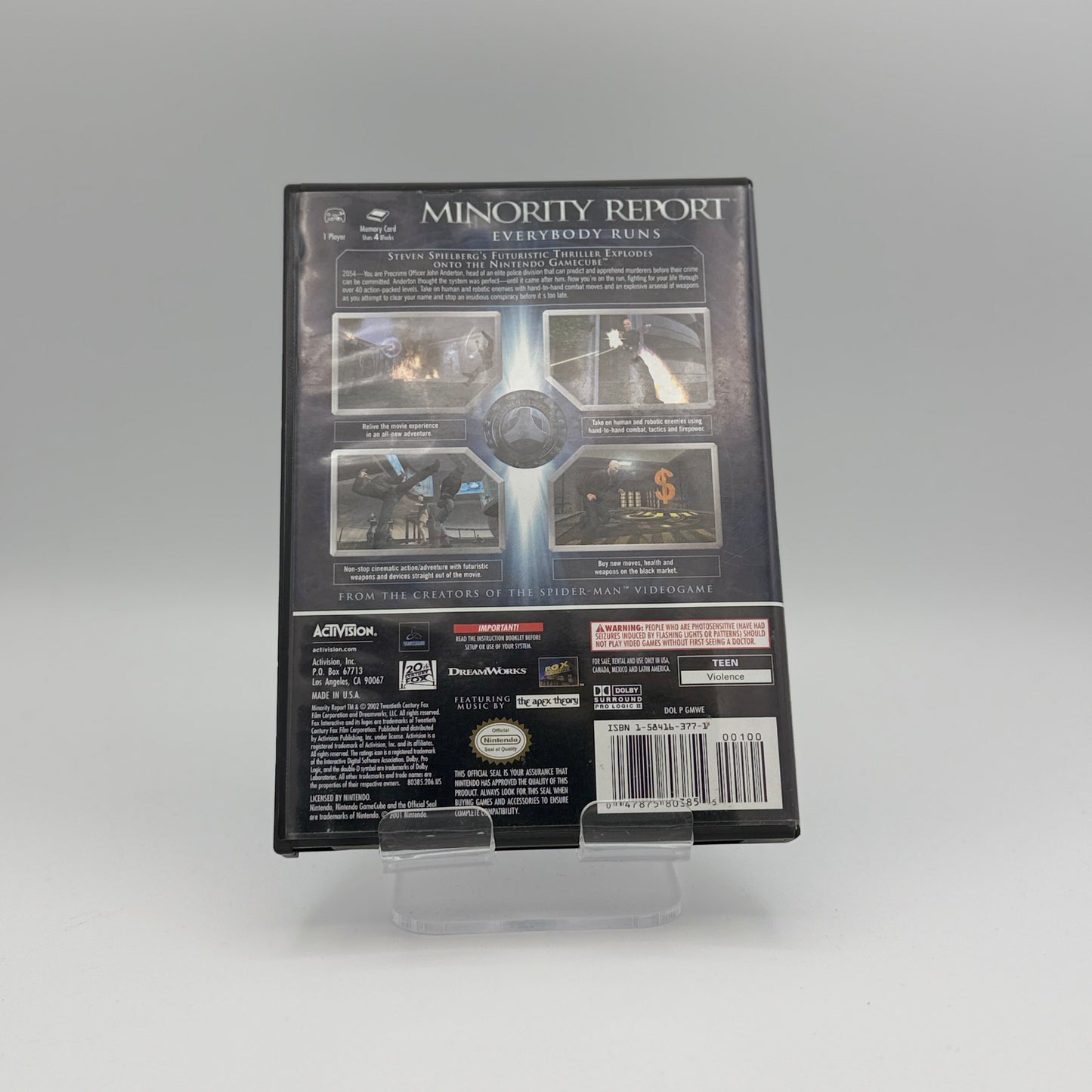 Nintendo GameCube Minority Report: Everybody Runs Video Game - Complete