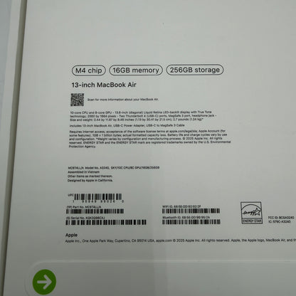 Apple MacBook Air 13" M4 A3240 2025 256GB 16GB Sky Blue New In Box