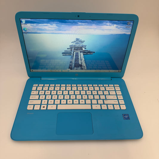 Used HP Stream 14-cb010nr Laptop 32GB Intel Celeron 4GB RAM Blue 2016