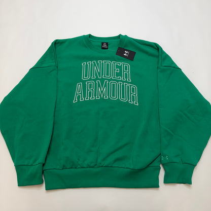 Under Armour Icon Men's Crewneck Sweatshirt - Size L, Green Oversized Terry Spell Out